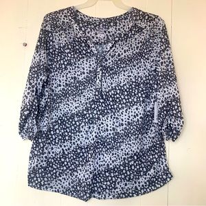 Croft & Barrow New Black White 3/4 Sleeve V-Neckline Blouse Top Size 1X.